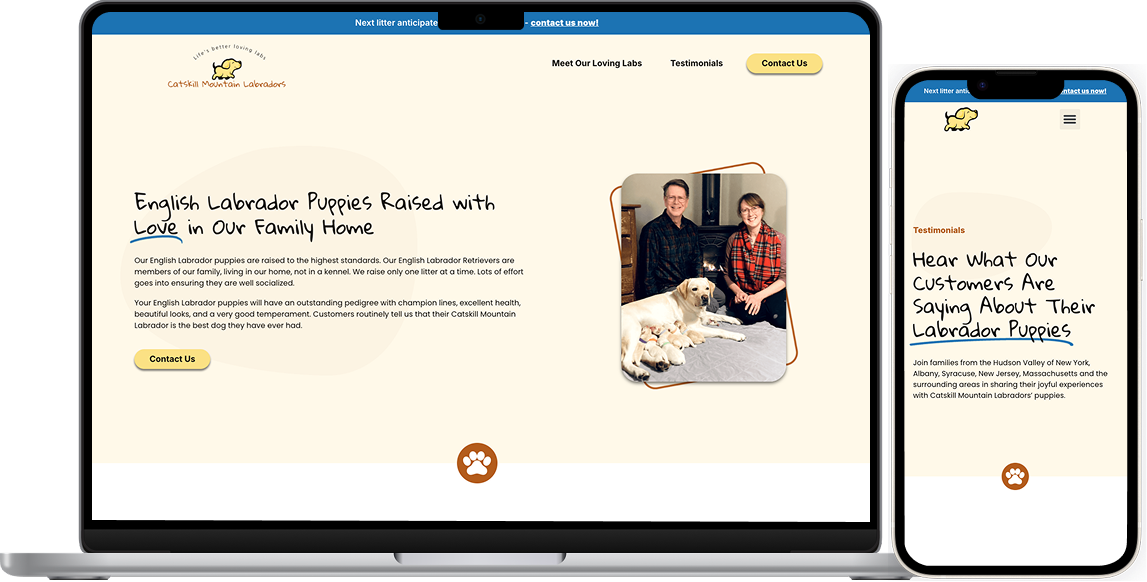 Catskill Mountain Labradors website design