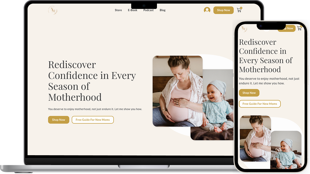 Web design for local doula services, Noble Motherhood