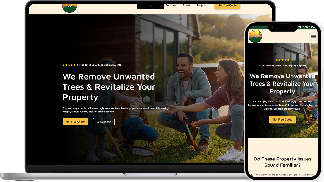 Web design for local landscaping company, We Cut Acres