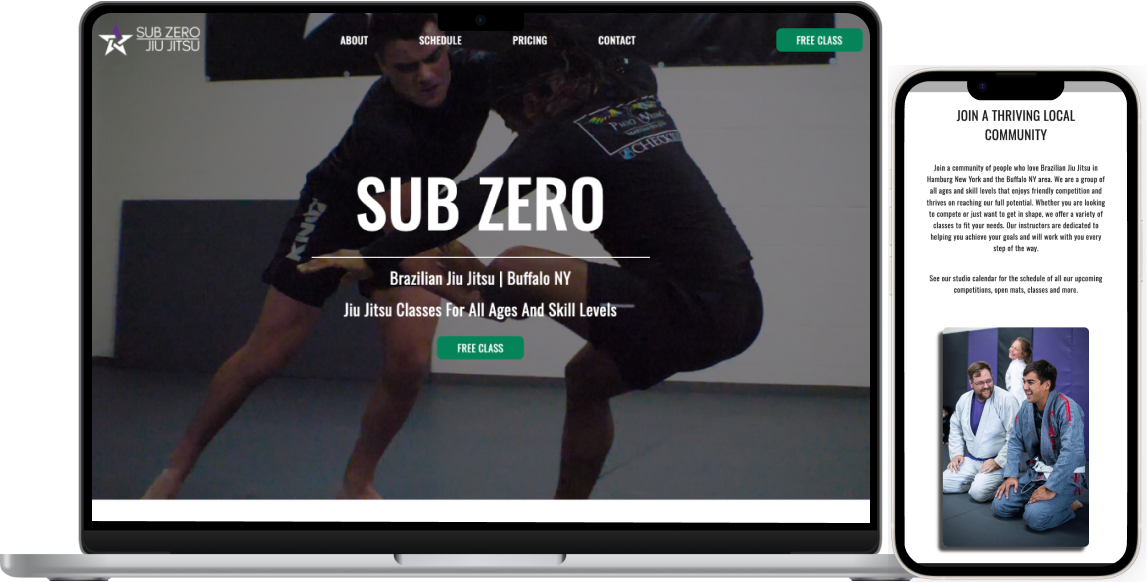 Sub Zero Martial Arts website design