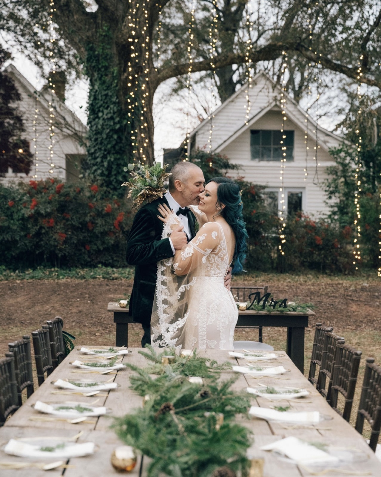 A bride and groom -