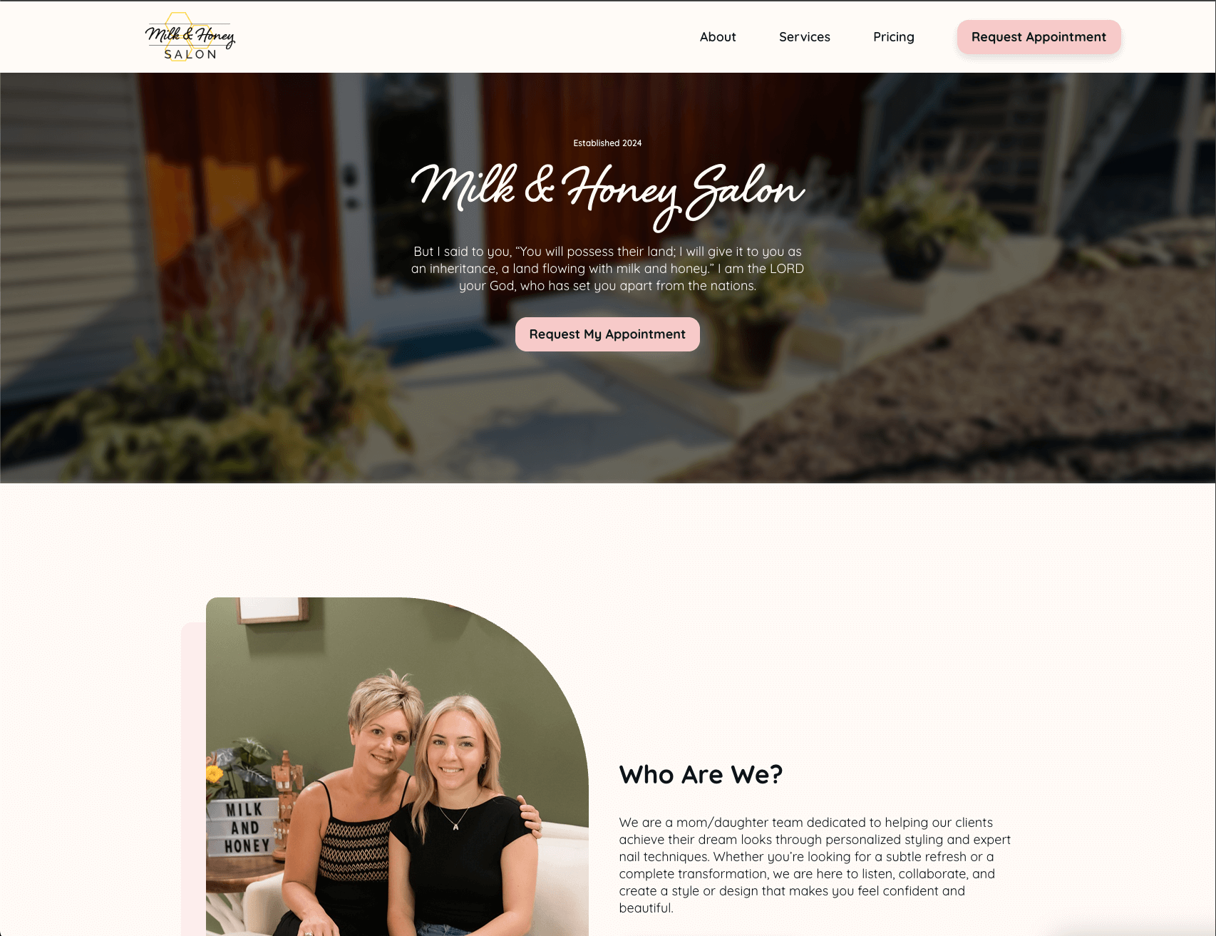 Web design for hair salon